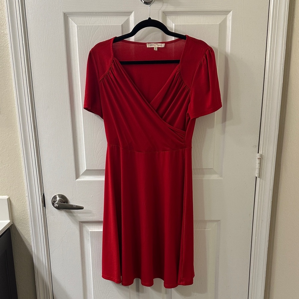 Red faux Wrap Dress